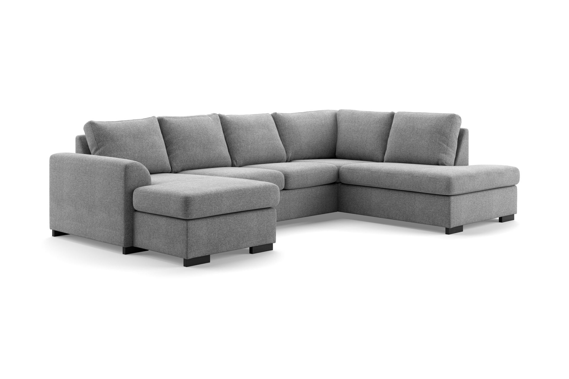 Porto 4-seters Høyrevendt U-formet Sofa med Divan og Sjeselong i Stoff - Lys grå - Møbler - Sofaer - U-sofa