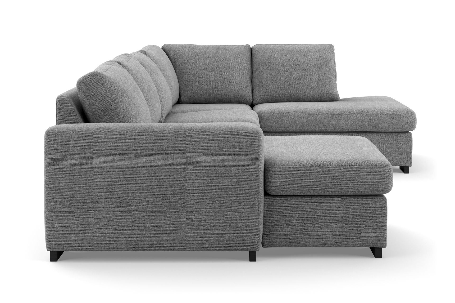 Porto 4-seters Høyrevendt U-formet Sofa med Divan og Sjeselong i Stoff - Lys grå - Møbler - Sofaer - U-sofa