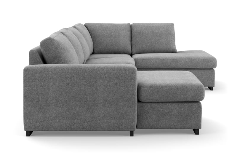 Porto 4-seters Høyrevendt U-formet Sofa med Divan og Sjeselong i Stoff - Lys grå - Møbler - Sofaer - U-sofa