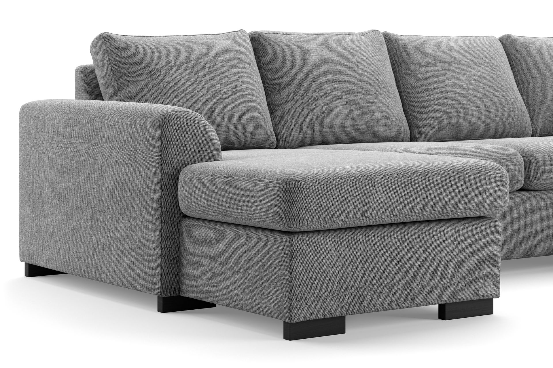 Porto 4-seters Høyrevendt U-formet Sofa med Divan og Sjeselong i Stoff - Lys grå - Møbler - Sofaer - U-sofa