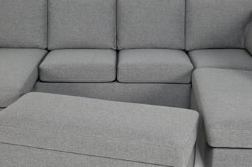 Porto 4-seters Høyrevendt U-formet Sofa med Divan og Sjeselong i Stoff - Lys grå - Møbler - Sofaer - U-sofa