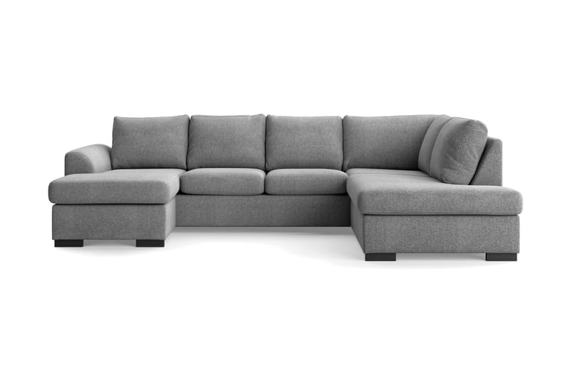 Porto 4-seters Høyrevendt U-formet Sofa med Divan og Sjeselong i Stoff - Lys grå - Møbler - Sofaer - U-sofa