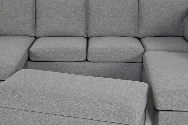 Porto 4-seters U-formet Sofa med Dobbeldivan i Stoff - Grå - Møbler - Sofaer - U-sofa