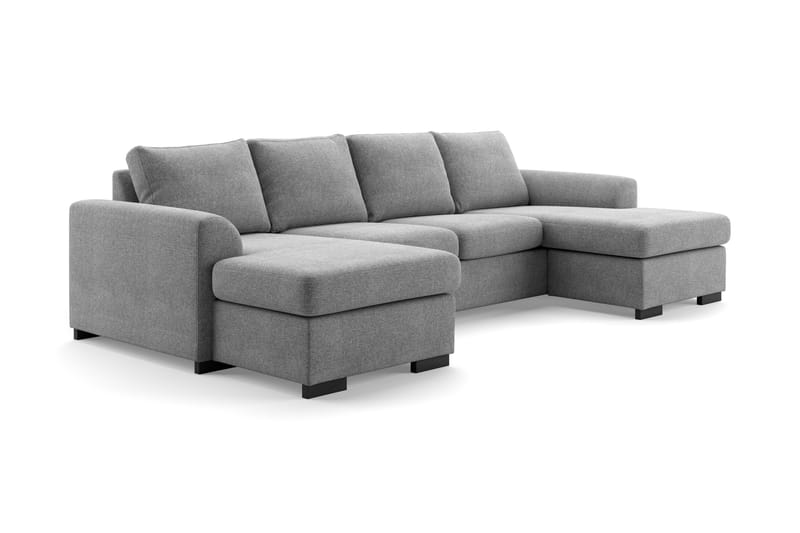 Porto 4-seters U-formet Sofa med Dobbeldivan i Stoff - Grå - Møbler - Sofaer - U-sofa