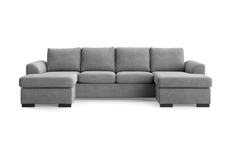 Porto 4-seters U-formet Sofa med Dobbeldivan i Stoff - Grå - Møbler - Sofaer - U-sofa