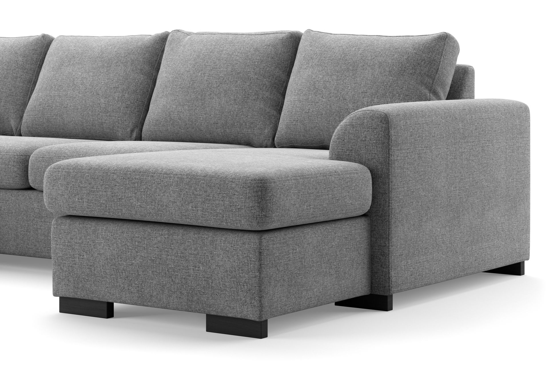 Porto 4-seters Venstrevendt U-formet Sofa med Divan og Sjeselong + Fotskammel i Stoff - Grå - Møbler - Sofaer - U-sofa
