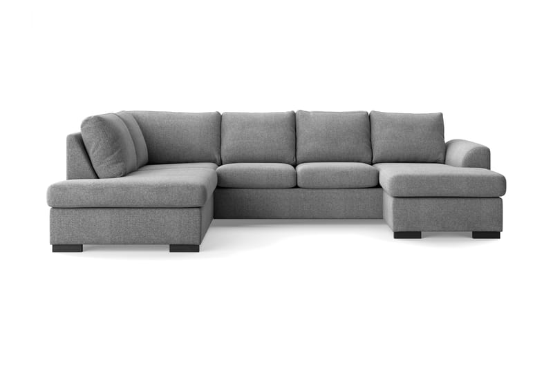 Porto 4-seters Venstrevendt U-formet Sofa med Divan og Sjeselong i Stoff - Grå - Møbler - Sofaer - U-sofa