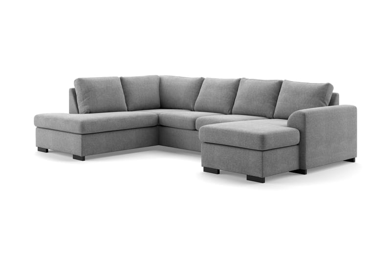 Porto 4-seters Venstrevendt U-formet Sofa med Divan og Sjeselong i Stoff - Grå - Møbler - Sofaer - U-sofa