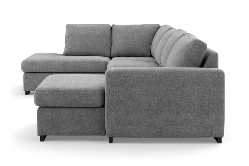 Porto 4-seters Venstrevendt U-formet Sofa med Divan og Sjeselong i Stoff - Grå - Møbler - Sofaer - U-sofa