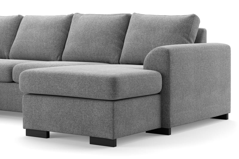 Porto 4-seters Venstrevendt U-formet Sofa med Divan og Sjeselong i Stoff - Grå - Møbler - Sofaer - U-sofa