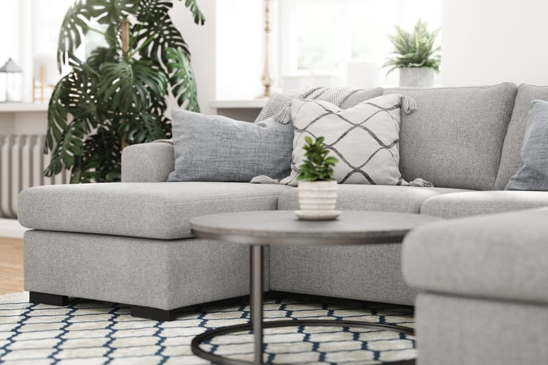 Porto U-sofa med Divan Venstre med Fotskammel - Grå - Møbler - Sofaer - U-sofa