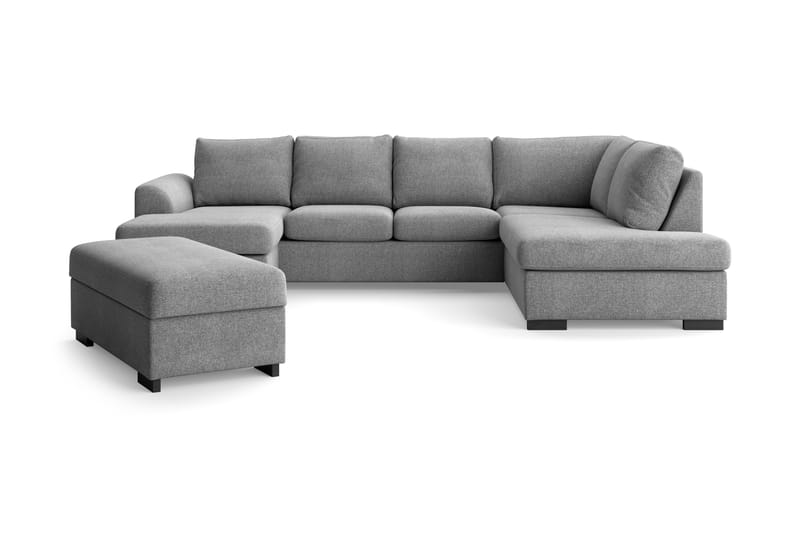 Porto U-sofa med Divan Venstre med Fotskammel - Grå - Møbler - Sofaer - U-sofa