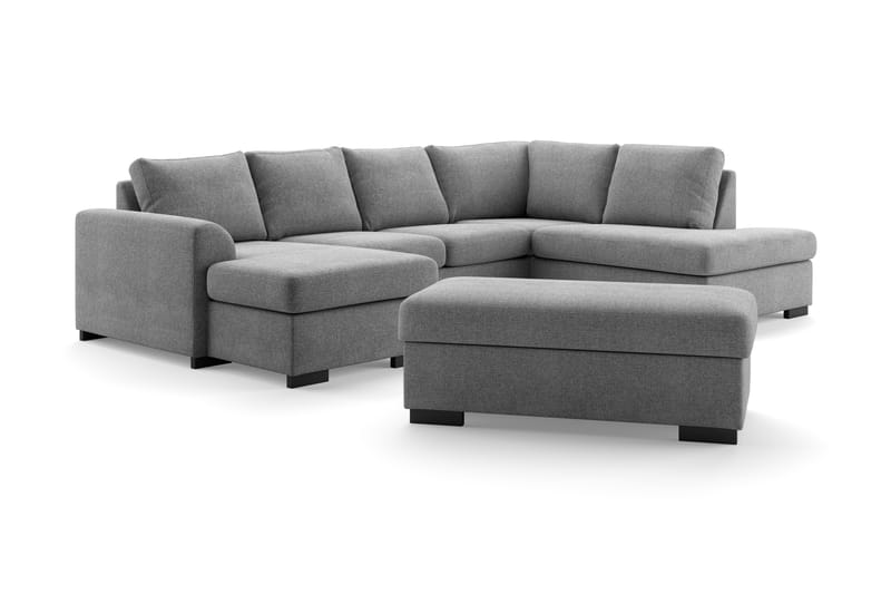 Porto U-sofa med Divan Venstre med Fotskammel - Grå - Møbler - Sofaer - U-sofa