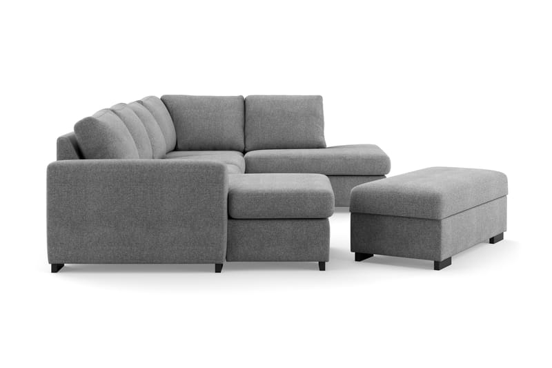 Porto U-sofa med Divan Venstre med Fotskammel - Grå - Møbler - Sofaer - U-sofa