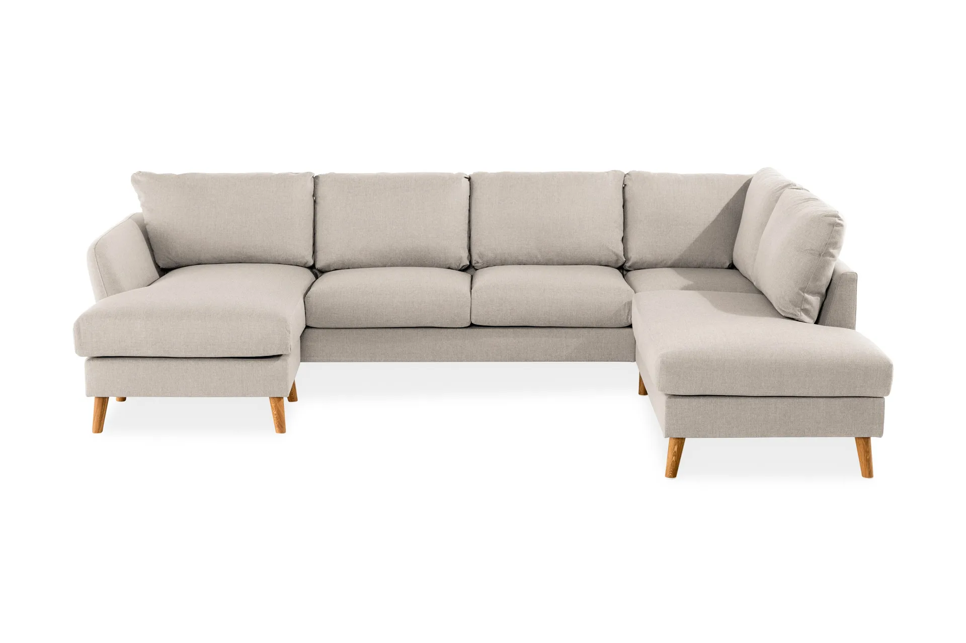 Trend 4-seters Høyrevendt U-formet Sofa med Divan og Sjeselong i Stoff - Beige