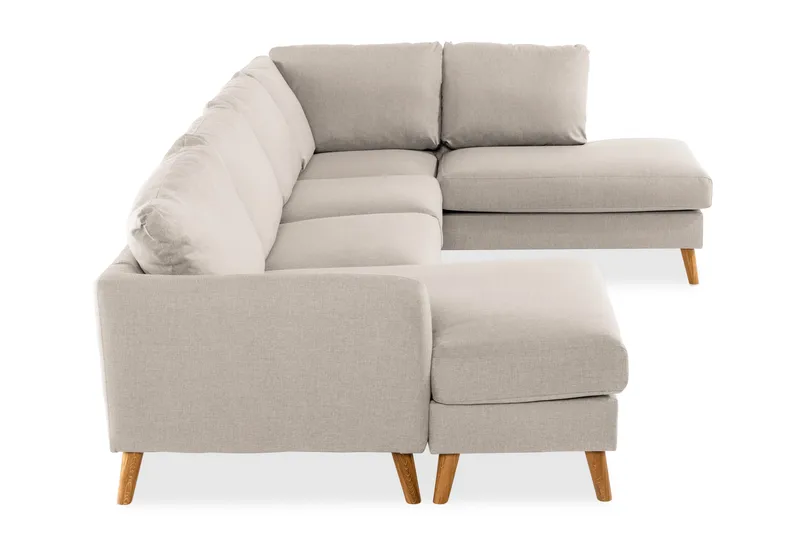 Trend 4-seters Høyrevendt U-formet Sofa med Divan og Sjeselong i Stoff - Beige - Møbler - Sofaer - U-sofa