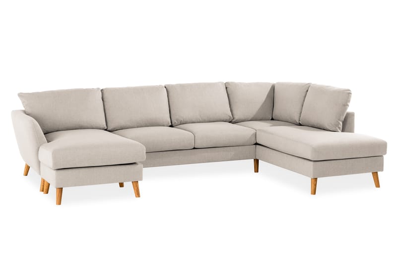 Trend 4-seters Høyrevendt U-formet Sofa med Divan og Sjeselong i Stoff - Beige - Møbler - Sofaer - U-sofa