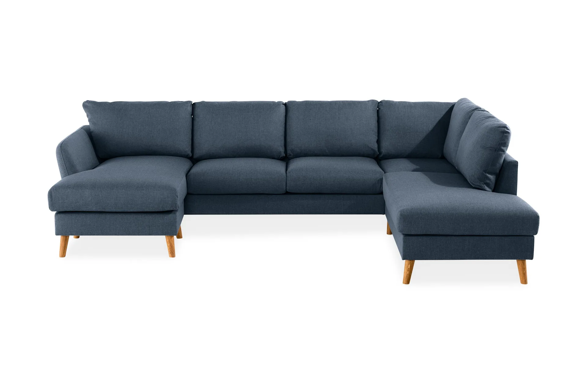 Trend 4-seters Høyrevendt U-formet Sofa med Divan og Sjeselong i Stoff - Blå