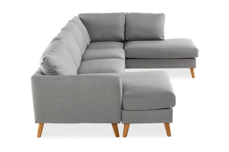 Trend 4-seters Høyrevendt U-formet Sofa med Divan og Sjeselong i Stoff - Grå - M�øbler - Sofaer - U-sofa