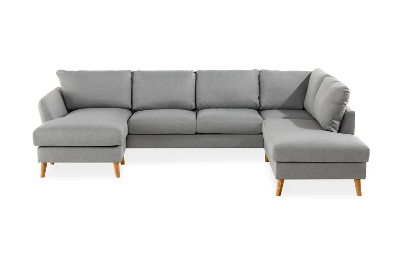 Trend 4-seters Høyrevendt U-formet Sofa med Divan og Sjeselong i Stoff - Grå - Møbler - Sofaer - U-sofa