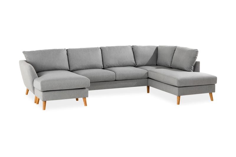 Trend 4-seters Høyrevendt U-formet Sofa med Divan og Sjeselong i Stoff - Grå - Møbler - Sofaer - U-sofa