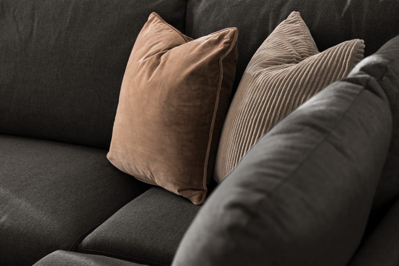 Trend 4-seters Høyrevendt U-formet Sofa med Divan og Sjeselong i Stoff - Svart - Møbler - Sofaer - U-sofa