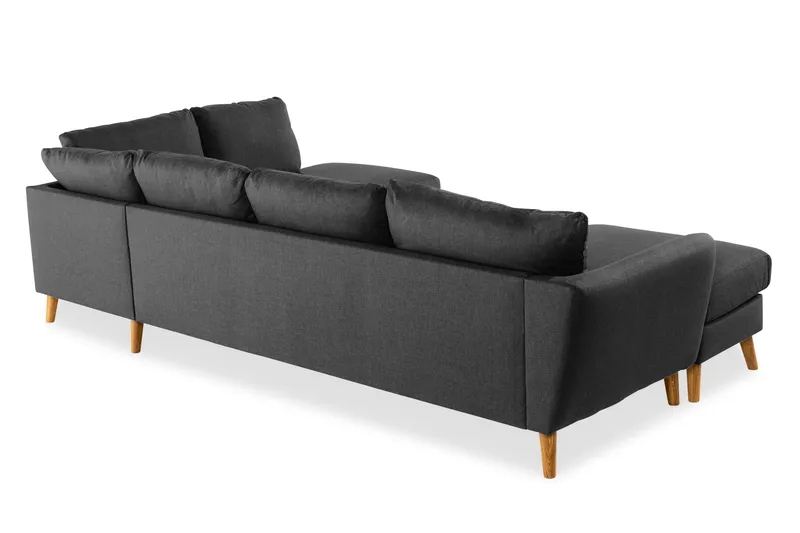 Trend 4-seters Høyrevendt U-formet Sofa med Divan og Sjeselong i Stoff - Svart - Møbler - Sofaer - U-sofa