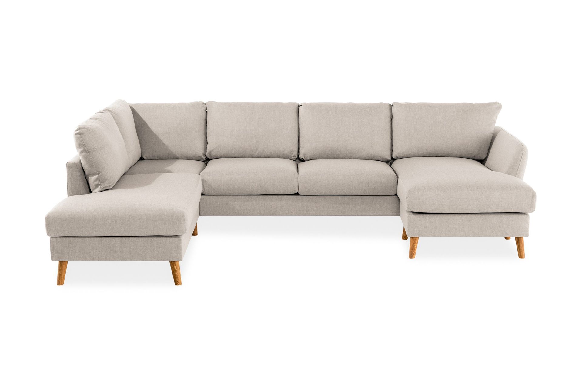 Trend 4-seters Venstrevendt U-formet Sofa med Divan og Sjeselong i Stoff - Beige