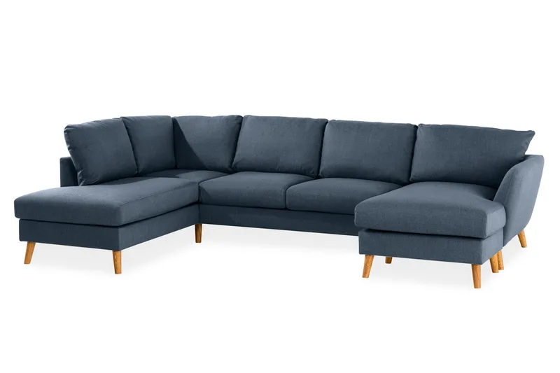 Trend 4-seters Venstrevendt U-formet Sofa med Divan og Sjeselong i Stoff - Blå - Møbler - Sofaer - U-sofa