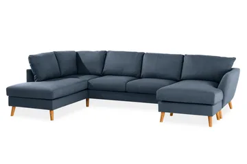 Trend 4-seters Venstrevendt U-formet Sofa med Divan og Sjeselong i Stoff - Blå - Møbler - Sofaer - U-sofa