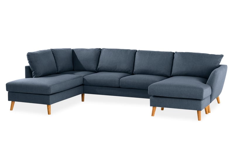 Trend 4-seters Venstrevendt U-formet Sofa med Divan og Sjeselong i Stoff - Blå - Møbler - Sofaer - U-sofa
