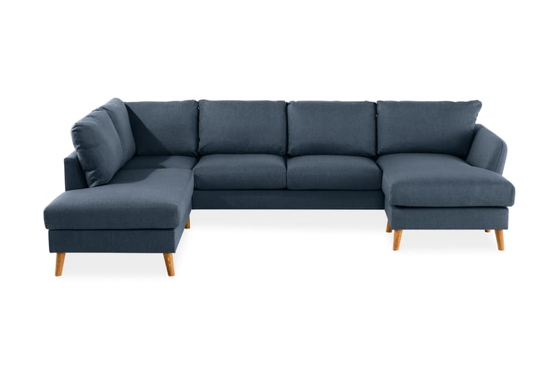 Trend 4-seters Venstrevendt U-formet Sofa med Divan og Sjeselong i Stoff - Blå - Møbler - Sofaer - U-sofa