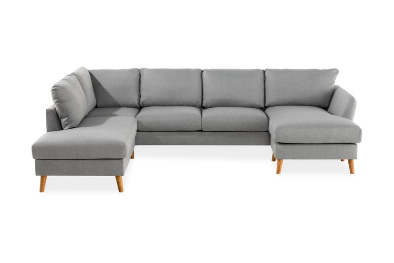 Trend 4-seters Venstrevendt U-formet Sofa med Divan og Sjeselong i Stoff - Grå - Møbler - Sofaer - U-sofa