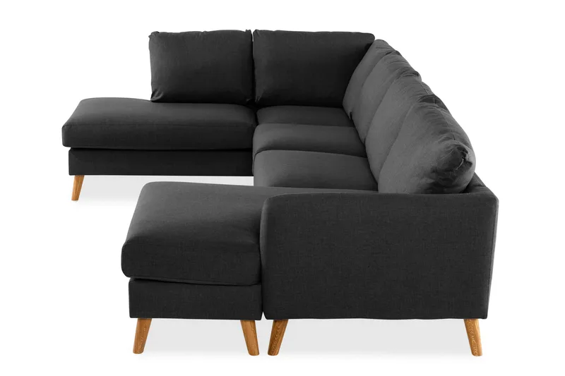 Trend 4-seters Venstrevendt U-formet Sofa med Divan og Sjeselong i Stoff - Svart - Møbler - Sofaer - U-sofa