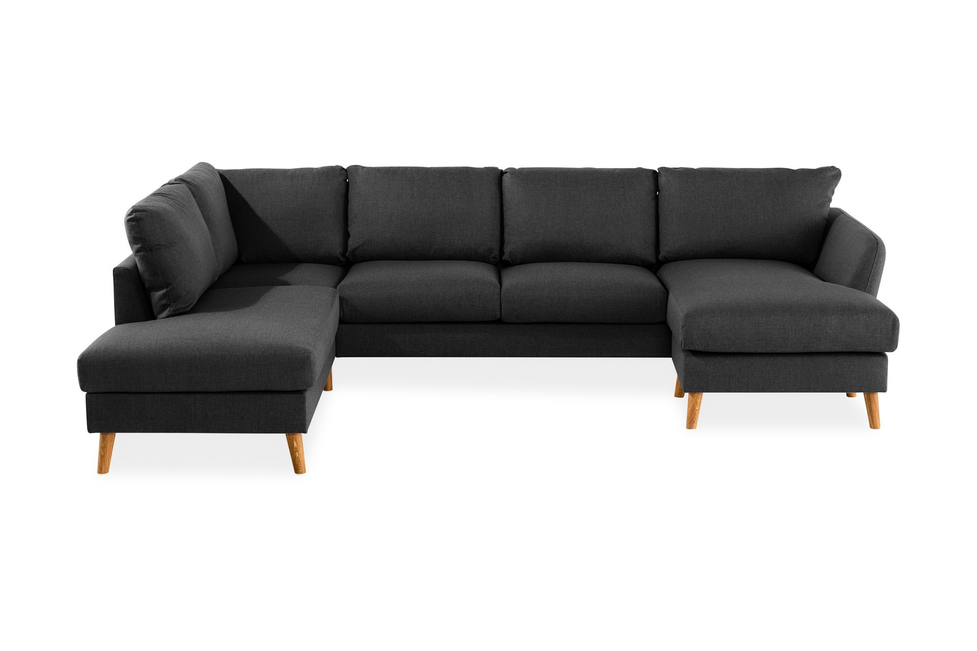 Trend 4-seters Venstrevendt U-formet Sofa med Divan og Sjeselong i Stoff - Svart - Møbler - Sofaer - U-sofa