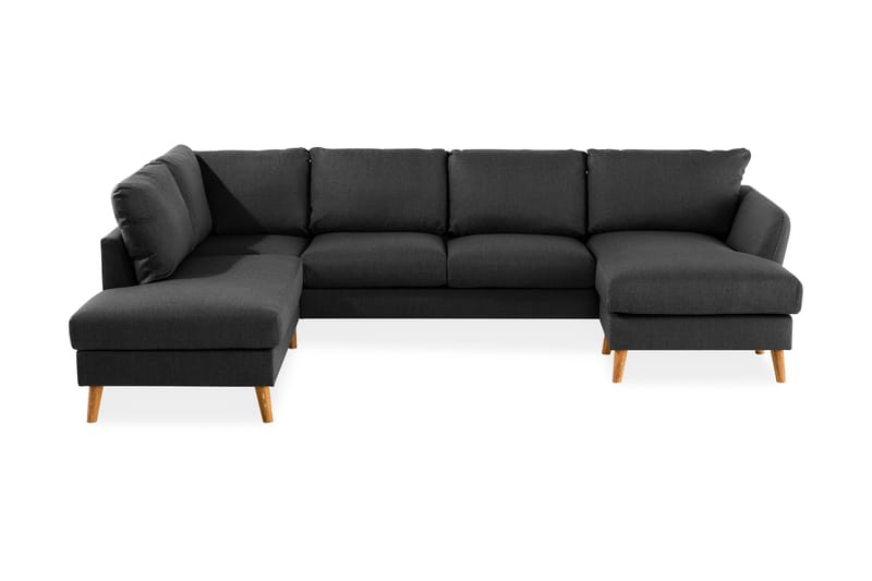 Trend 4-seters Venstrevendt U-formet Sofa med Divan og Sjeselong i Stoff - Svart - Møbler - Sofaer - U-sofa