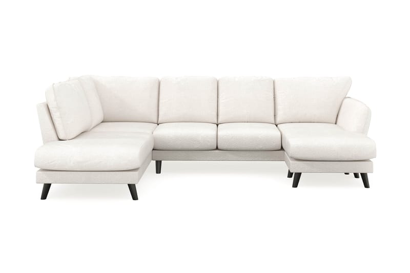 Trend Lyx 4-seters Høyrevendt U-formet Sofa med Divan og Sjeselong i Bouclé - Hvit - Møbler - Sofaer - U-sofa