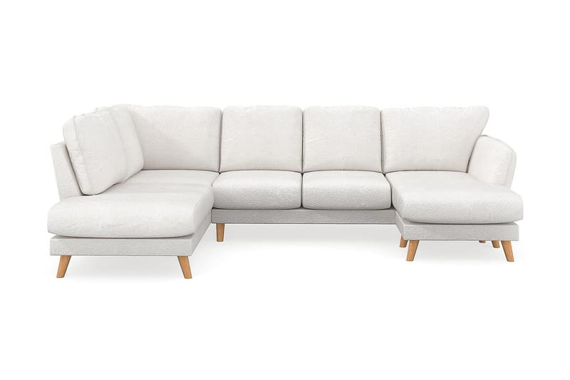 Trend Lyx 4-seters Høyrevendt U-formet Sofa med Divan og Sjeselong i Bouclé - Hvit - Møbler - Sofaer - U-sofa