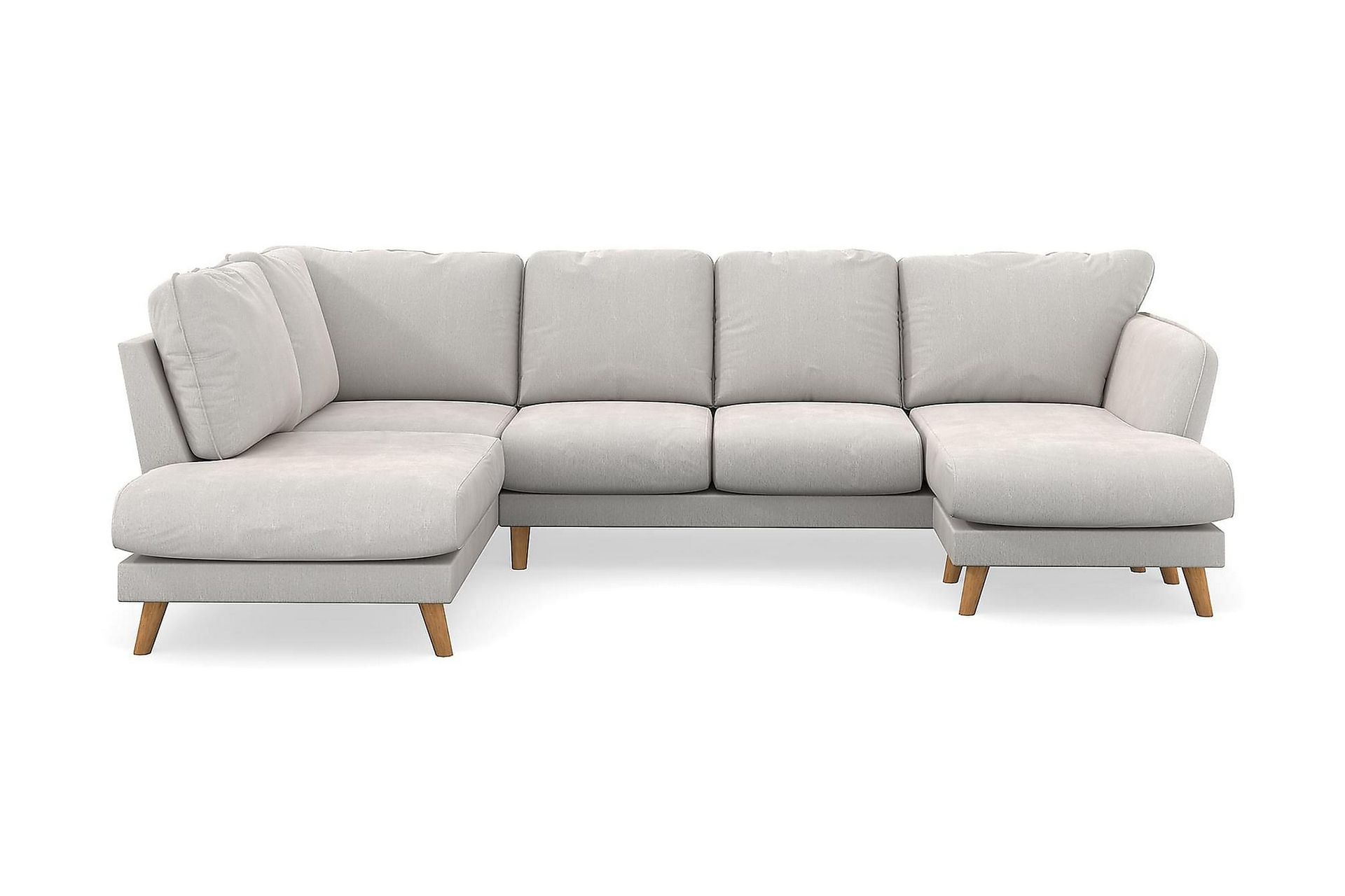 Trend Lyx 4-seters Høyrevendt U-formet Sofa med Divan og Sjeselong i Fløyel - Kremhvit - Møbler - Sofaer - Fløyel sofaer
