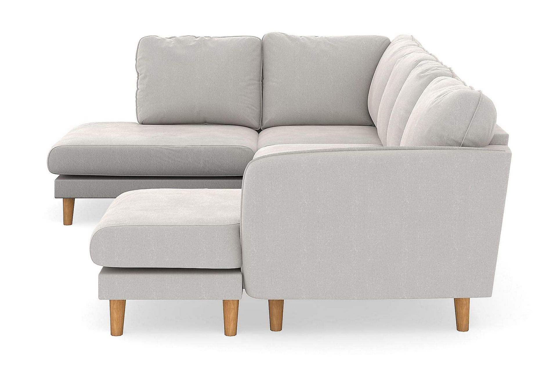 Trend Lyx 4-seters Høyrevendt U-formet Sofa med Divan og Sjeselong i Fløyel - Kremhvit - Møbler - Sofaer - Fløyel sofaer