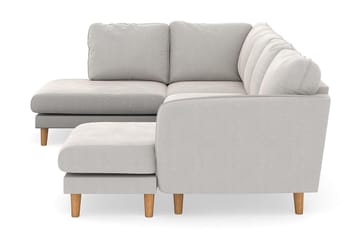 Trend Lyx 4-seters Høyrevendt U-formet Sofa med Divan og Sjeselong i Fløyel - Kremhvit - Møbler - Sofaer - Fløyel sofaer