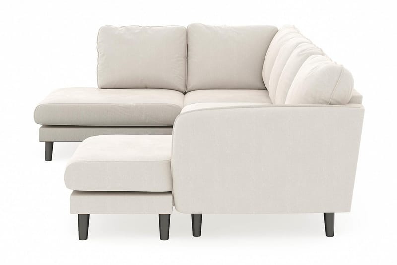 Trend Lyx 4-seters Høyrevendt U-formet Sofa med Divan og Sjeselong i Fløyel - Kremhvit - Møbler - Sofaer - U-sofa