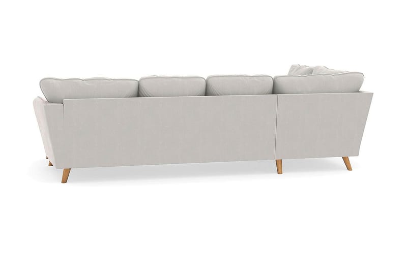 Trend Lyx 4-seters Høyrevendt U-formet Sofa med Divan og Sjeselong i Fløyel - Kremhvit - Møbler - Sofaer - U-sofa