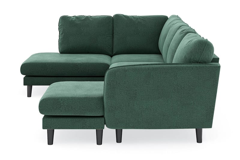Trend Lyx 4-seters Høyrevendt U-formet Sofa med Divan og Sjeselong i Fløyel - Mørkegrønn - Møbler - Sofaer - U-sofa