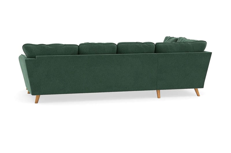 Trend Lyx 4-seters Høyrevendt U-formet Sofa med Divan og Sjeselong i Fløyel - Mørkegrønn - Møbler - Sofaer - U-sofa