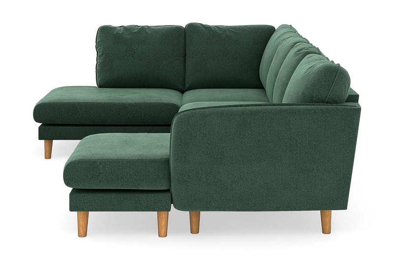 Trend Lyx 4-seters Høyrevendt U-formet Sofa med Divan og Sjeselong i Fløyel - Mørkegrønn - Møbler - Sofaer - U-sofa