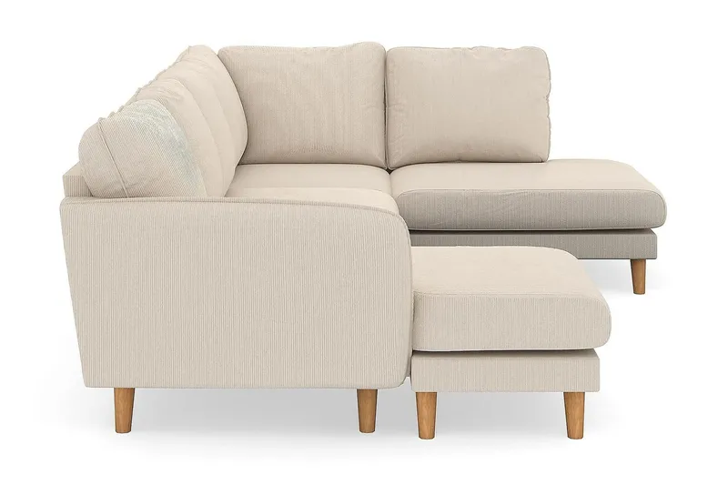 Trend Lyx 4-seters Høyrevendt U-formet Sofa med Divan og Sjeselong i Manchester - Beige - Møbler - Sofaer - U-sofa