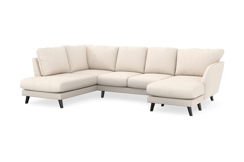 Trend Lyx 4-seters Høyrevendt U-formet Sofa med Divan og Sjeselong i Manchester - Beige - Møbler - Sofaer - U-sofa