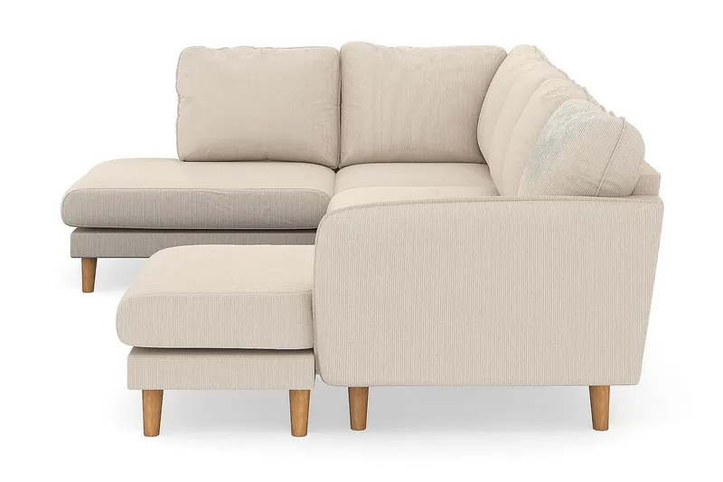 Trend Lyx 4-seters Høyrevendt U-formet Sofa med Divan og Sjeselong i Manchester - Beige - Møbler - Sofaer - U-sofa