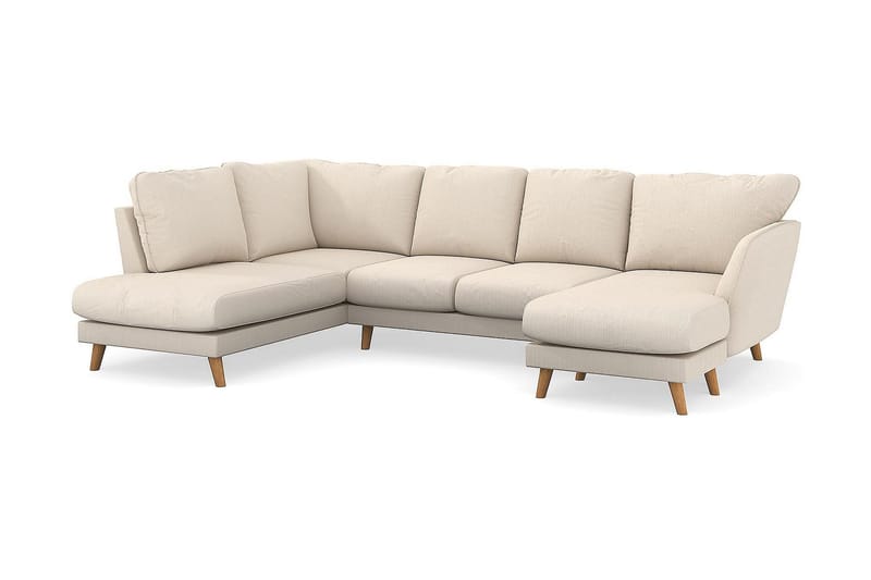 Trend Lyx 4-seters Høyrevendt U-formet Sofa med Divan og Sjeselong i Manchester - Beige - Møbler - Sofaer - U-sofa